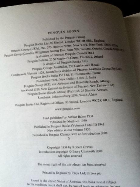 Penguin Modern Classics Robert Graves I, Clauduis 2006 Book