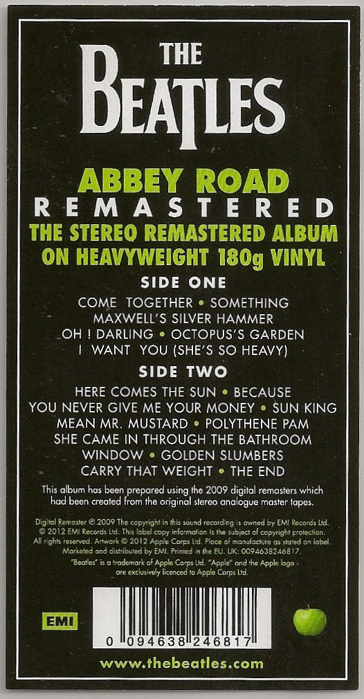 The Beatles Abbey Road Vinyl LP  Album Reissue Remastered 180gr UK & Europe 2012