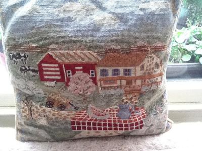 Pretty handmade cross stitch cushion