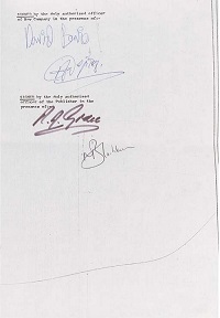 David Bowie  Legal Document, 1970
