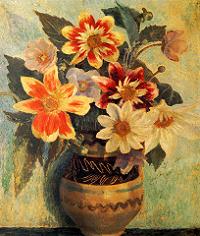 Dora Carrington Dahlias in a Vase Vintage Flowers 24 Inch Canvas Print