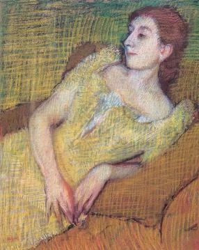 Degas Seated Woman in a Yellow Dress Print