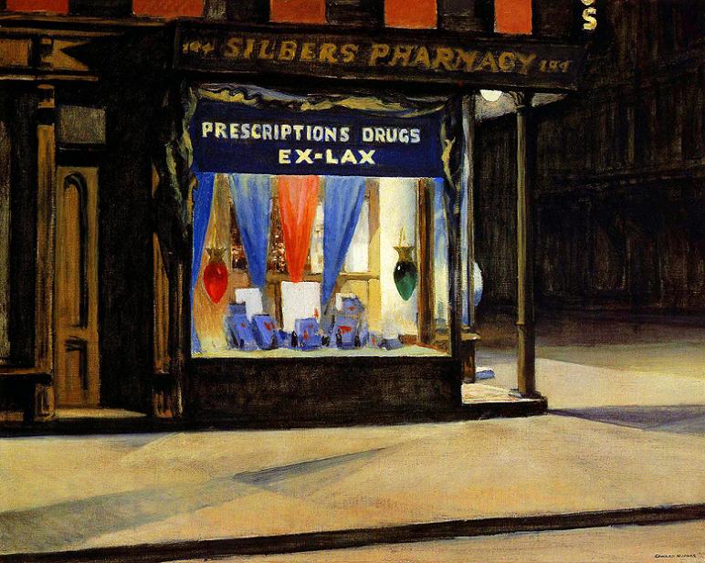 Edward Hopper Drug Store 24 Inch Canvas Print