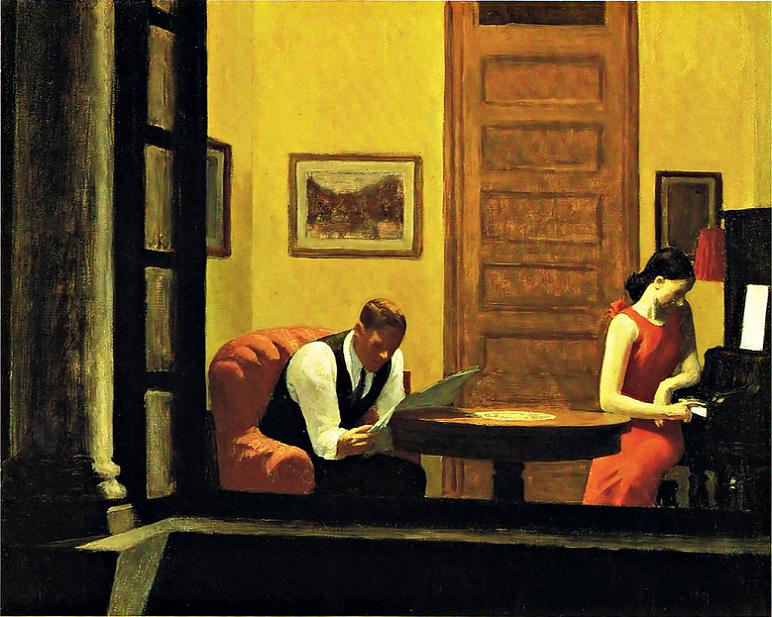 Edward Hopper Room in New York 24 Inch Canvas Print