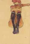 egon schiele Seated Nude With Stockings Print