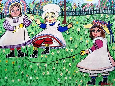 Naive Painting Emily Three Young Children