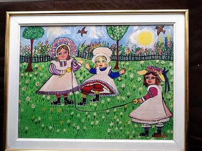 Naive Painting Emily Three Young Children