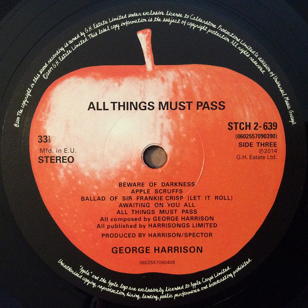 George Harrison All Things Must Pass 3 × Vinyl, LP, Album, Reissue, Remastered, Stereo, 180g Box Set (2017)