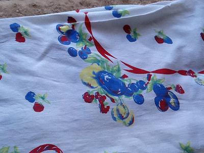 Lovely tablecloth grapes and strawberries pattern