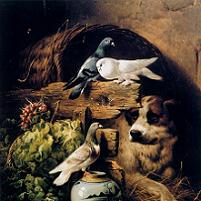 Henriette Ronner-Knip - Stable Interior with Dog Poster