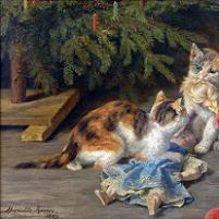Henriette Ronner-Knip - The Christmas Spat Fine Art Print