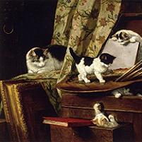 Henriette Ronner-Knip - Artful Play Fine Art Print