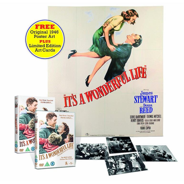 James Stewart It's A Wonderful Life UK 65th Anniversary Dvd Film Poster,   Artcards, Outer Slipcase and Dvd Picture Sleeve