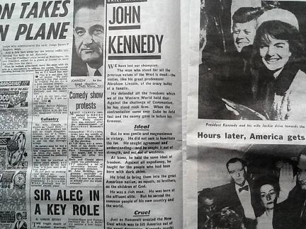 jfk assassinated daily mirror nov 23, 1963 newspaper edition