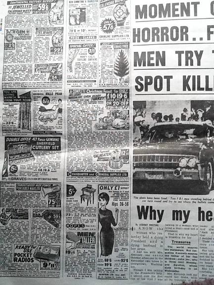 jfk assassinated daily mirror nov 23, 1963 newspaper edition