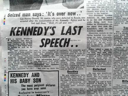 jfk assassinated daily mirror nov 23, 1963 newspaper edition