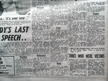 jfk assassinated daily mirror nov 23, 1963 newspaper edition