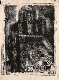 Leon Kossoff Composition unframed