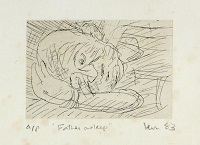 Leon Kossoff Father Asleep Etching