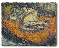 Leon Kossoff Nude on a Red Bed No. 3