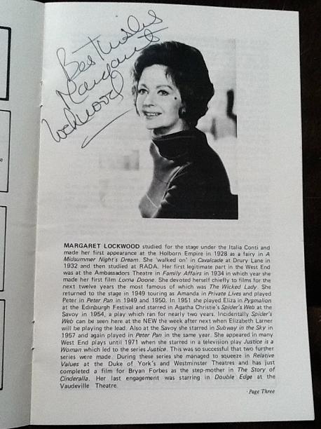 Margaret Lockwood Signed Theatre Programme 1976
