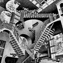 M. C. Escher. Relativity. Lithograph, 1953