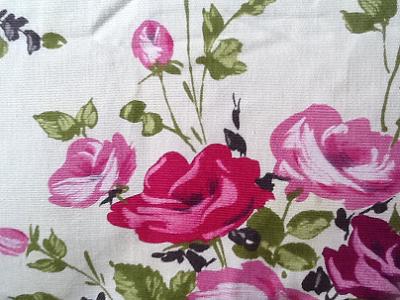 Pink and mauve flowers vintage fabric