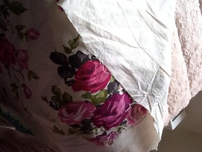 Pink and mauve flowers vintage fabric