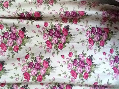 Pink and mauve flowers vintage fabric