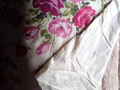 Pink and mauve flowers vintage fabric