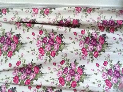 Pink and mauve flowers vintage fabric