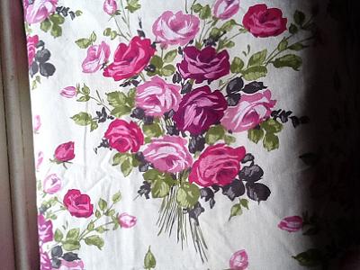 Pink and mauve flowers vintage fabric