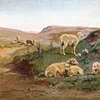 Rosa Bonheur - Sheep in a Mountainous Landscape Fine Art Print
