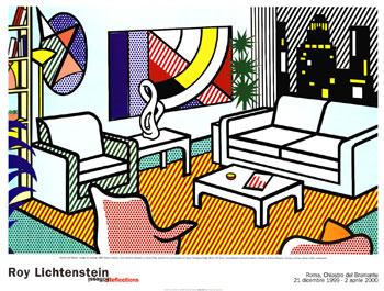 Roy Lichtenstein Interior with Skyline Art Print (Art Print)