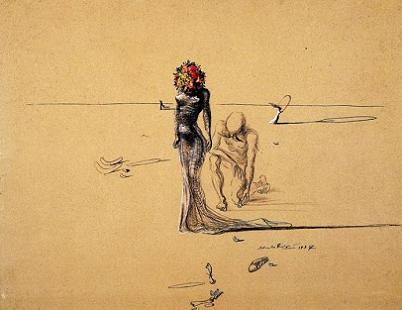 Salvador Dali Female Figure with Head of Flowers, 1937 Art Print