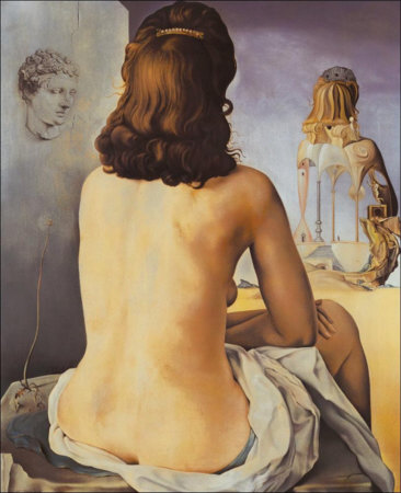 Salvador Dali Ma Femme Nue Regardant son Porpe Corps Art Print