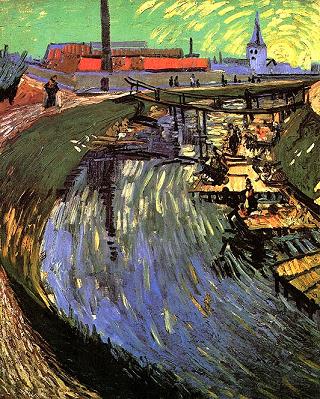 Vincent van Gogh Canal with Women Washing Canvas Print