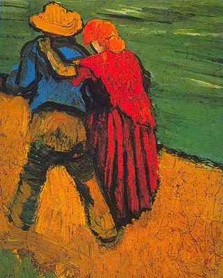 Vincent van Gogh Two Lovers Canvas Print