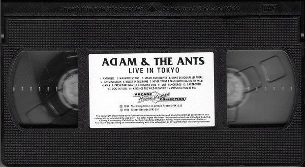 Adam & The Ants Live In Tokyo VHS PAL Video